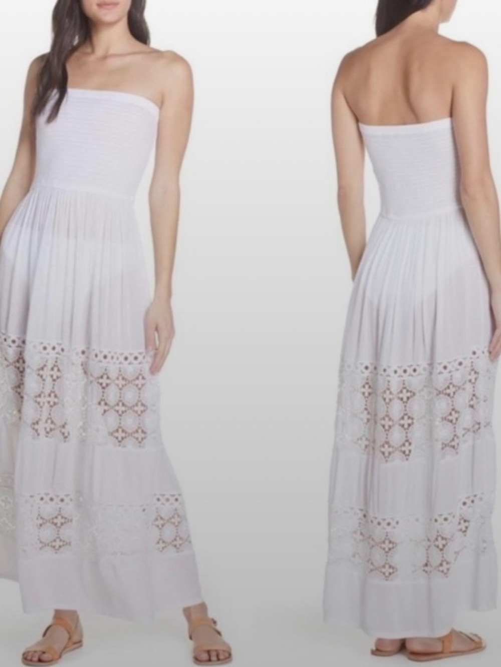 Chelsea28 Farrah Smocked Cover Up Maxi Dress/Skirt  White Size XS